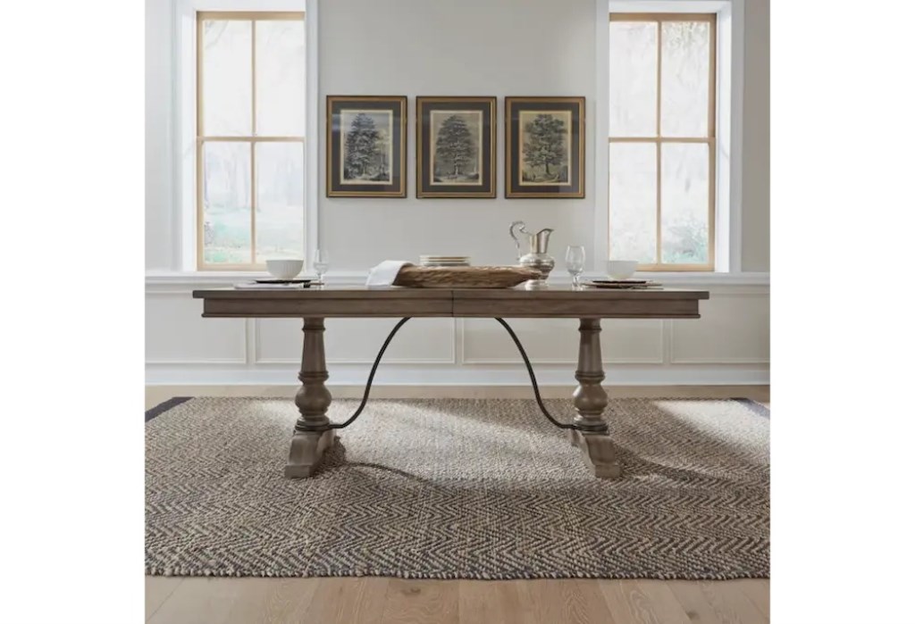 KAINE BLACK TRESTLE TABLE DINING SET - Image 3