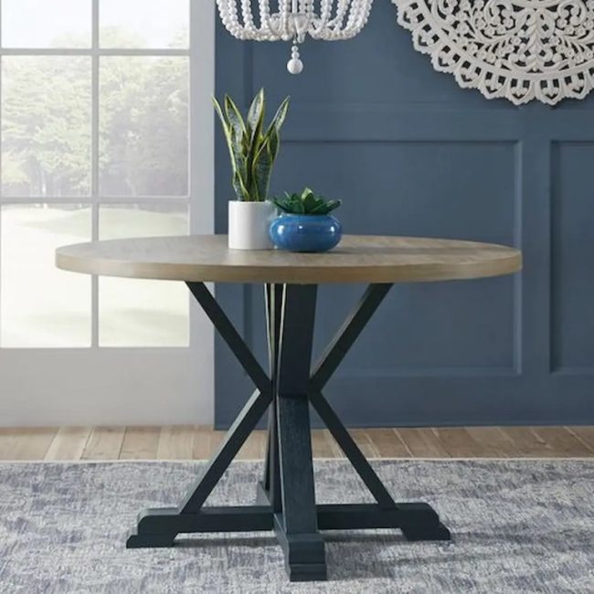 SALVADOR NAVY PEDESTAL TABLE - Image 4