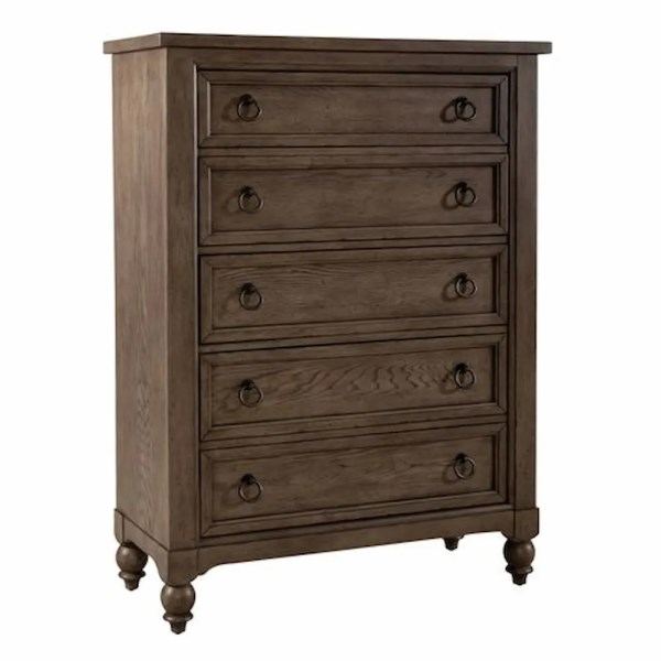 KAINE 5 DRAWER CHEST BROWN - Image 4